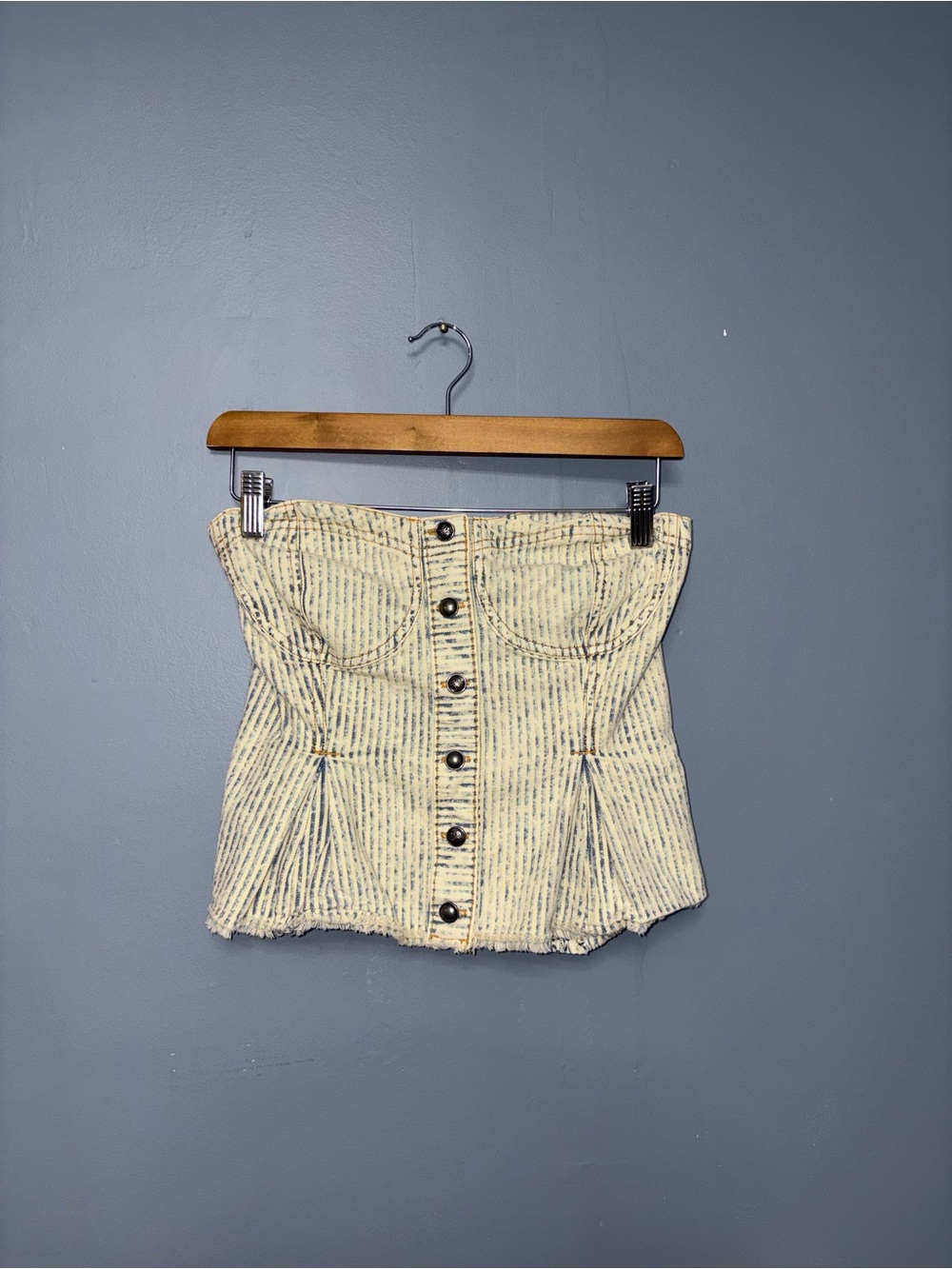 Pilcro | Strapless Jean Shirt | Size Small